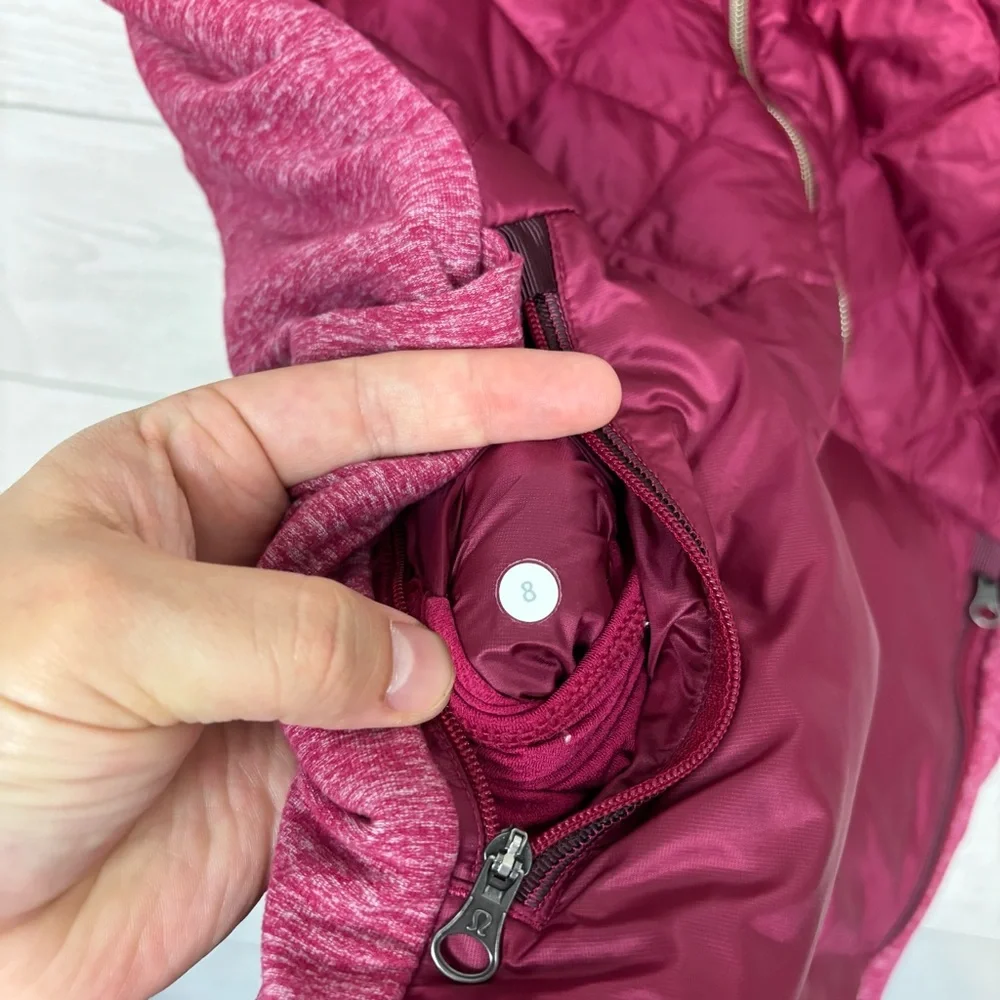 Lululemon Down For a Run Puffer Vest Raspberry Red Size 8 Berry Rumble - Picture 9 of 9